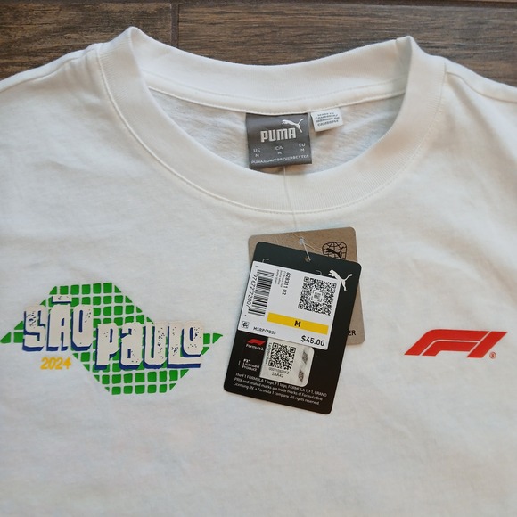 Puma Formula 1 Shirt Mens Medium White F1 Sao Paulo Grand Prix Graphic T-Shirt - Picture 3 of 10